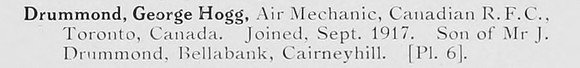 Drummond G H Air Mech Royal Flying Corps Photo Available Plate 6