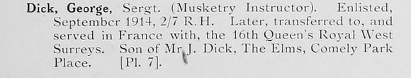 Dick G Sergt 16th Queens Royal West Surrey Regiment Photo Available Plate 7