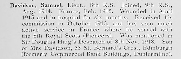 Davidson S Lt 8th Royal Scots