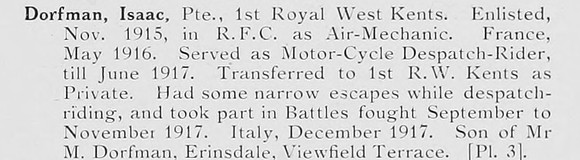 Dorfman I Pte 1st Royal West Kent Regiment Photo Available Plate 3