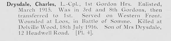 Drysdale C LCpl 1st Gordon Highlanders Photo Available Plate 4