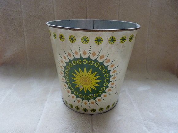 Retro 1970s Metal Waste Paper Bin