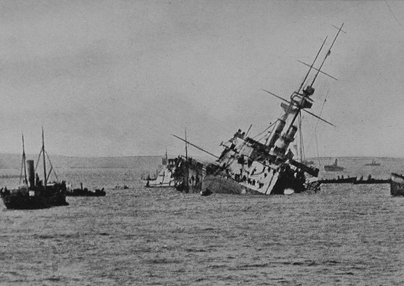 The Majestic Sinking After Being Torpedoed In The Dardanelles 27th May 1915