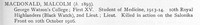 MacDonald M Lt 10th Black Watch Obit