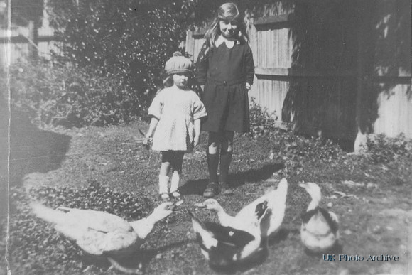 Two Little Girls Called Joyce And Brenda With Ducks In Australia 1930s