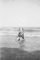 Little Girl In The Sea Wearing A Bathing Hat 1930s