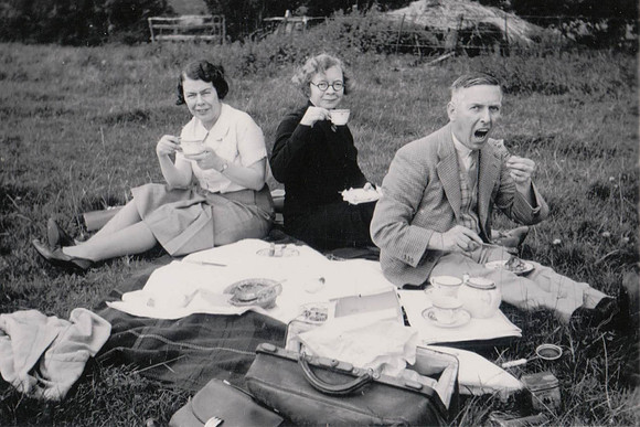 Having Picnic By Roadside On Way To Liverpool 1936