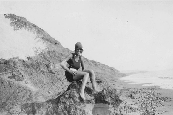 Gladys Punter On The Rocks By The Sea Brighstone Isle Of Wight 1920s