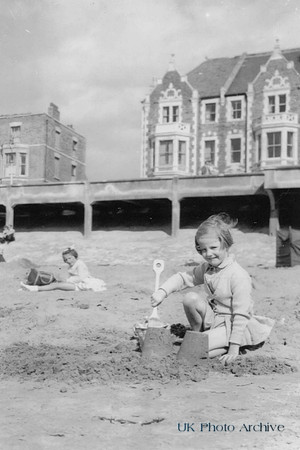 Little Girl Named Marion Building Sand Castles Burnham-On-Sea 1950s