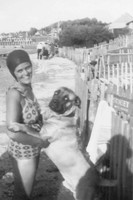 Gladys Punter At The Seaside With A Large Dog 1950s