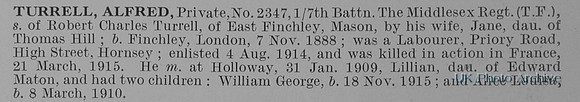Turrell A Pte 2347 7th Middlesex Regiment