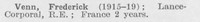 Venn F LCpl Royal Engineers (LCC Chief Engineers Department Central Office)