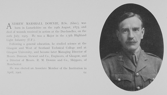 Downie A M Major 5th Highland Light Infantry Obit