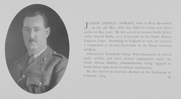 Cooksey J A 2nd Lt Royal Garrison Artillery Obit