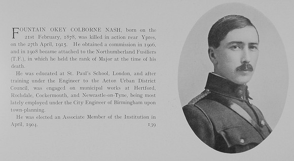 Nash F O C Major 5th Northumberland Fusiliers Obit