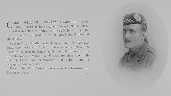 Campbell C W B 2nd Lt 1st Argyll And Sutherland Highlanders Obit