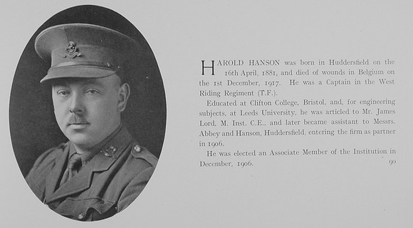 Hanson H Captain 4th West Riding Regiment Obit