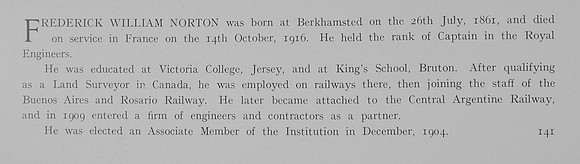Norton F W Captain Royal Engineers Obit