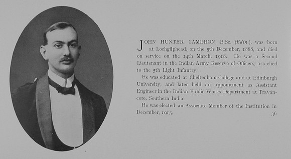 Cameron J H 2nd Lt Indian Army Obit