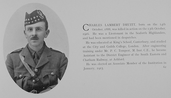 Druitt C L Lt 9th Seaforth Highlanders Obit