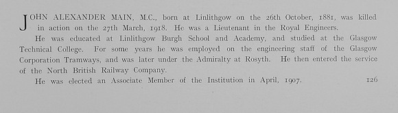 Main J A Lt Royal Engineers Obit