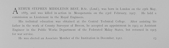 Best A S M Lt Royal Engineers Obit