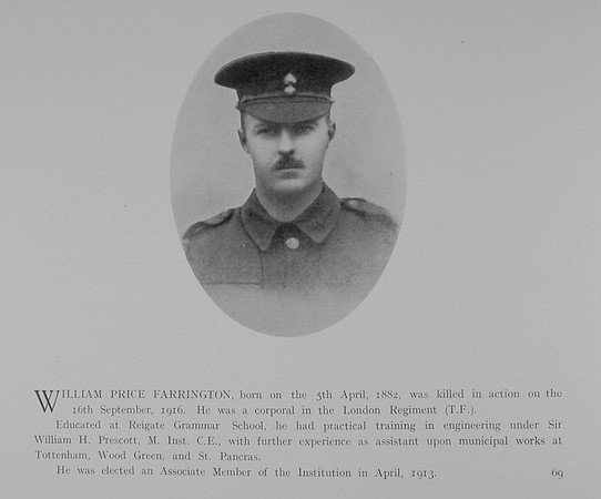 Farrington W P Cpl 22616 Machine Gun Corps Obit