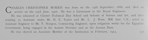Morris C C Lt Royal Engineers Obit