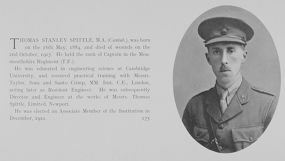 Spittle T S Captain 1st Monmouthshire Regiment Obit