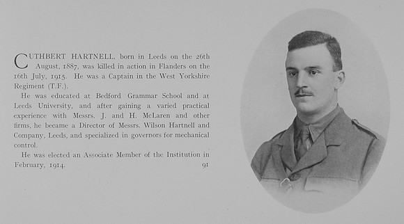 Hartnell C Captain 8th West Yorkshire Regiment Obit