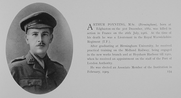 Poynting A Lt 6th Royal Warwickshire Regiment Obit
