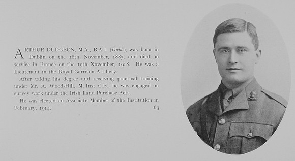 Dudgeon A Lt Royal Garrison Artillery Obit