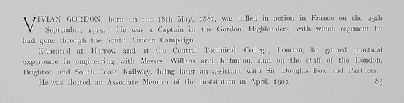 Gordon V Captain 8th Gordon Highlanders Obit