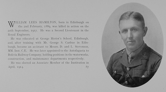 Hamilton W L 2nd Lt Royal Engineers Obit