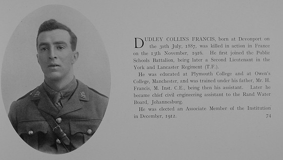 Francis D C 2nd Lt 5th York And Lancs Regiment Obit