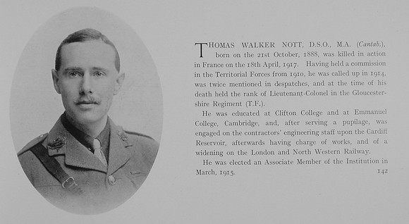 Nott T W Lt Col DSO 6th Gloucestershire Regiment Obit