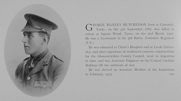 Hutchinson G H Lt 4th Yorkshire Regiment Obit
