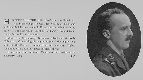 Procter H 2nd Lt Royal Engineers Obit