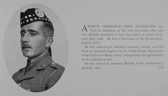 Stephenson A F V Lt 4th Gordon Highlanders Obit