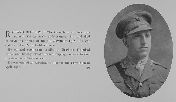 Broad R B Major Royal Field Artillery Obit