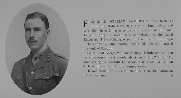 Anderson F W Captain Royal Engineers Obit