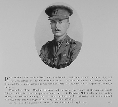 Parkinson R F Captain Royal Engineers Obit