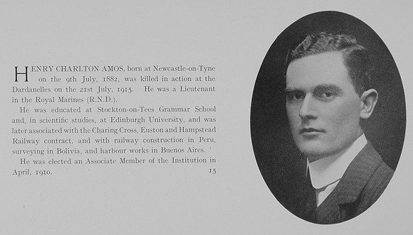 Amos H C Lt 2nd R.M. Div. Engineers, R.N. Div. Royal Marine Light Infantry Obit