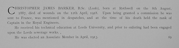 Barker C J Captain Royal Engineers Obit