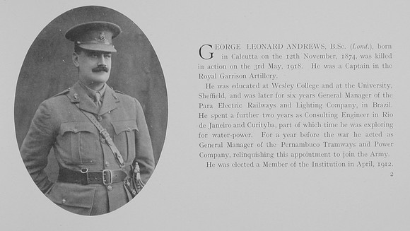 Andrews G L Captain Royal Garrison Artillery Obit