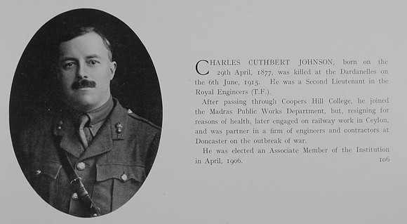 Johnson C C 2nd Lt Royal Engineers Obit