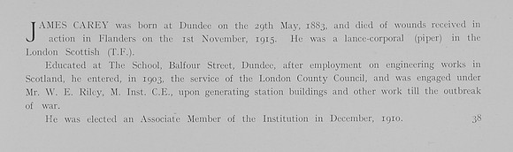 Carey J L/Cpl 142 14th London Regiment (London Scottish) Obit