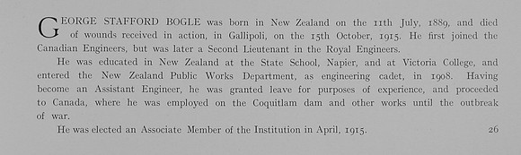 Bogle G S 2nd Lt Royal Engineers Obit