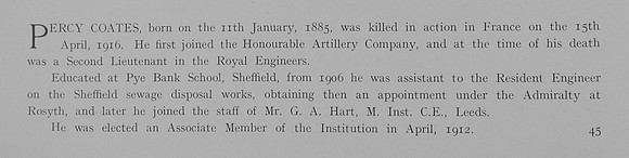 Coates P 2nd Lt Royal Engineers Obit