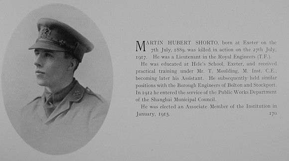 Shorto M H Lt Royal Engineers Obit